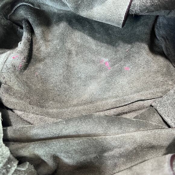 Michael Kors Suede Leather Tote Army Green Large Shoulder Bag Tassel Boho Purse - Picture 12 of 16